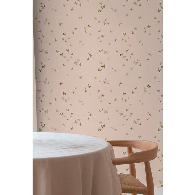 Pink Butterfly Grove Grasscloth Wallpaper by House Party | Pink Blush | 8 Yards For Sale - Image 8 of 9