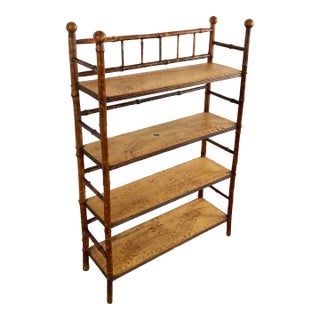 Vintage Scorched Bamboo Four Tiered Bookshelf For Sale