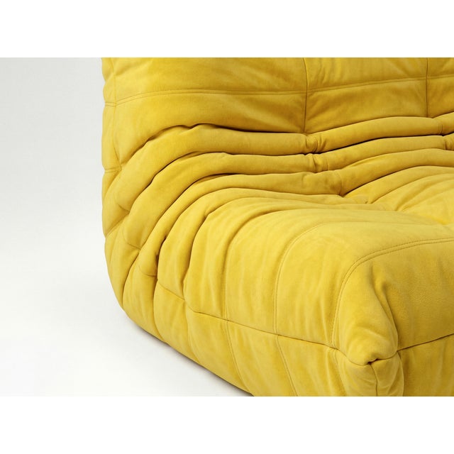 Refurbished single seat togo sofa – yellow microfiber pre-owned, independently refurbished and professionally...
