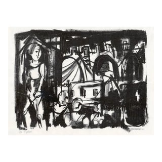 1955 Mid Century Modern Figural Lithograph For Sale