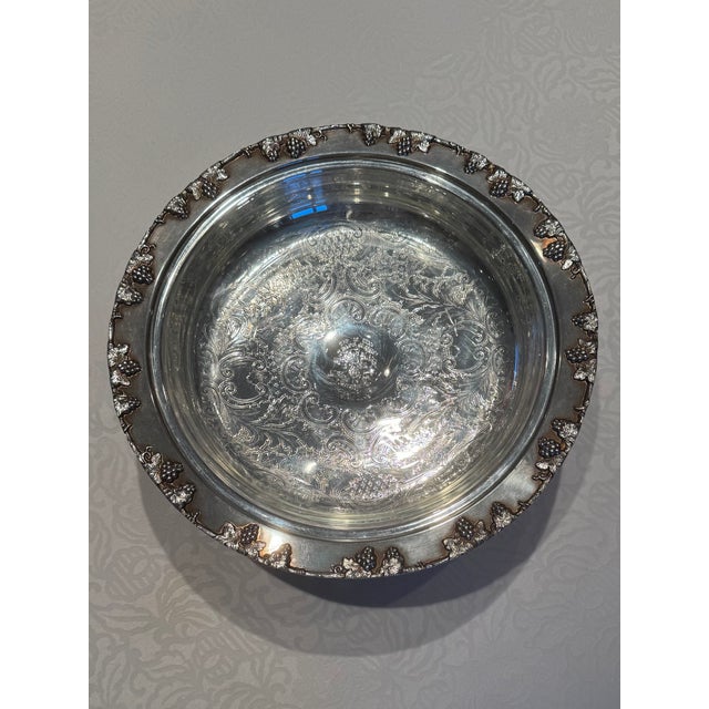 1950s Mid-Century Crescent Silver-Plated & Glass Pedestal Serving Bowl - 2 Pieces For Sale In Los Angeles - Image 6 of 12