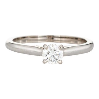 Cartier 0.30ct Diamond Engagement Ring Platinum Sz 5 Estate COA GIA Signed For Sale