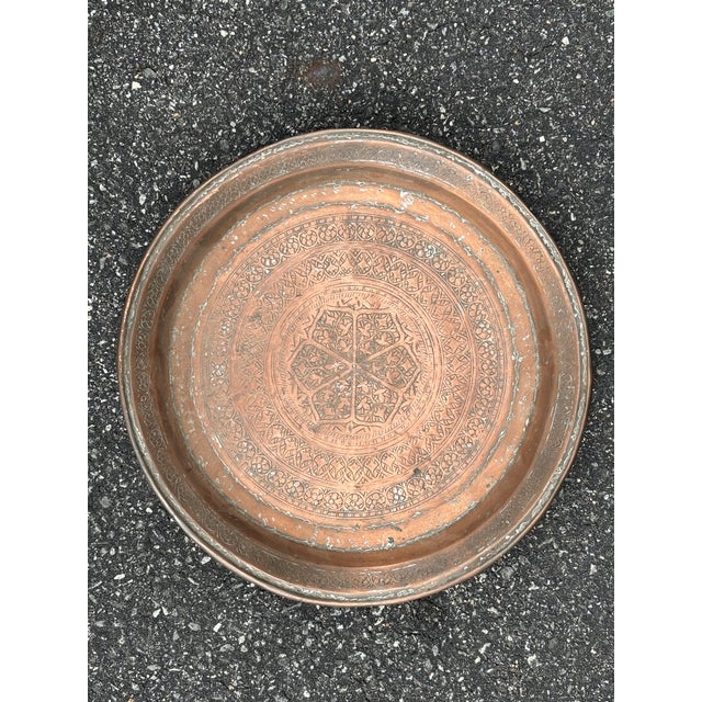 19th C. Artisan Hammered Cooper Centerpiece Platter. Highly decorated, never polished - all the marks of patina and the...