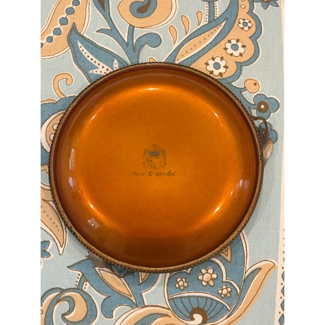 Mid-Century Evans Guilloche Enamel & Brass Dish / Catchall / Ashtray For Sale - Image 10 of 15