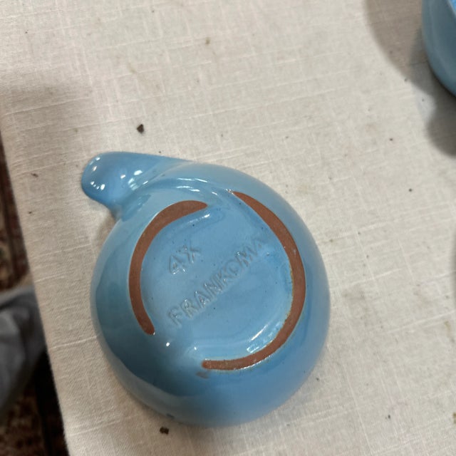 1970s Small Blue Frankoma Lazy Bones Ceramic Bowls- Set of 3 For Sale In Atlanta - Image 6 of 6