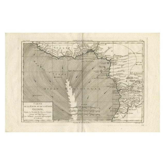 Upper and Lower Guinea Coast Map by Bonne, 1780 For Sale - Image 9 of 9