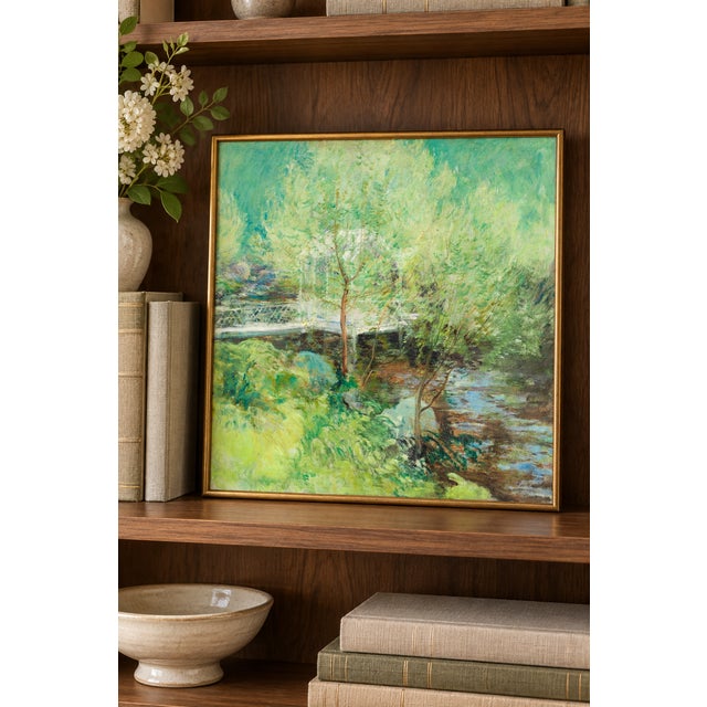 Bunny Williams Home Vintage Impressionist Landscape Art Print – The White Bridge by Twachtman, 18" X 18" For Sale - Image 4 of 7