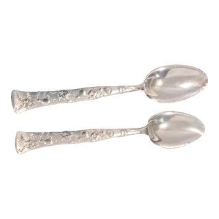 1872 Tiffany & Co. Vine Gourd Pattern Sterling Silver Teaspoon 6 1/8" - a Pair For Sale