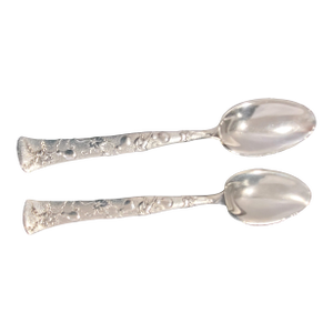 1872 Tiffany & Co. Vine Gourd Pattern Sterling Silver Teaspoon 6 1/8" - a Pair