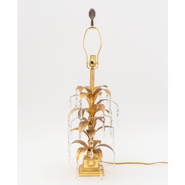 Neoclassical Style Gilt Metal Palm Tree Table Lamp For Sale - Image 10 of 11