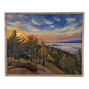 Original Pacific Northwest Landscape Painting – Orcas Island, Framed by Francisco Peña