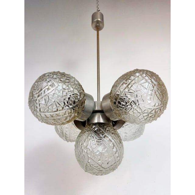Silver Vintage Cut Glass Chandelier from Kamenický Šenov, 1960s For Sale - Image 8 of 17