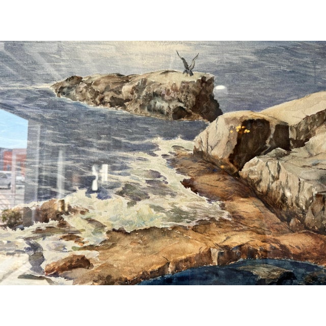 1980s Vintage Coastal Landscape Watercolor Painting by Joe Yeager – Framed For Sale - Image 11 of 12