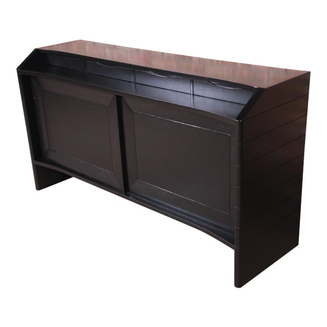Harold Schwartz for Romweber Ebonized Bar Cabinet, Newly Refinished For Sale