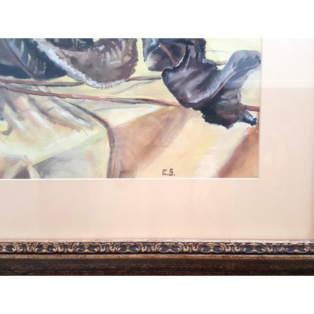 Abstract 1980s Vintage Original Still Life Framed Watercolor Painting by E.S. For Sale - Image 3 of 7