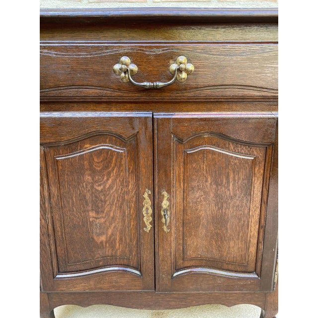 Mid-Century French Walnut Side Table with One Drawer and Double Door, 1950s For Sale - Image 6 of 16