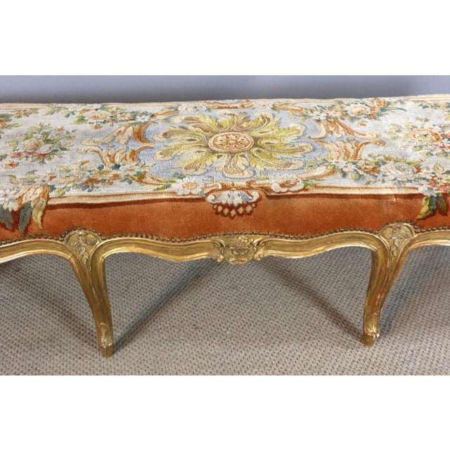 Large Louis XV Style Gilded Wooden Bench, 1980s For Sale - Image 9 of 12