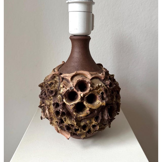 Ceramic Vintage Brutalist Danish Stoneware Table Lamp by Bodil Marie Nielsen, 1970s For Sale - Image 7 of 7