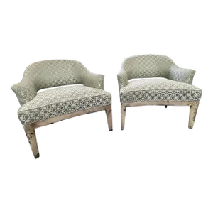 Pair of Late 20th Century Blue Silk Hickory Chair Company Vintage Occaisional Chairs
