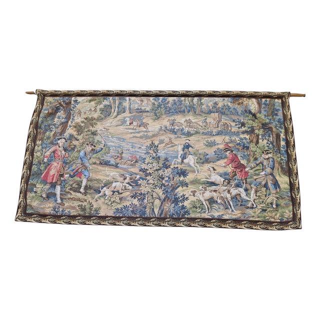 Tapestry with Hunting Motif in the style of Aubusson from JP Paris, 1970s For Sale