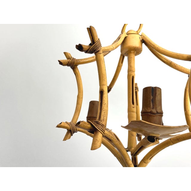 Metal Italian Bamboo Pagoda Chandelier, 1960s For Sale - Image 7 of 13