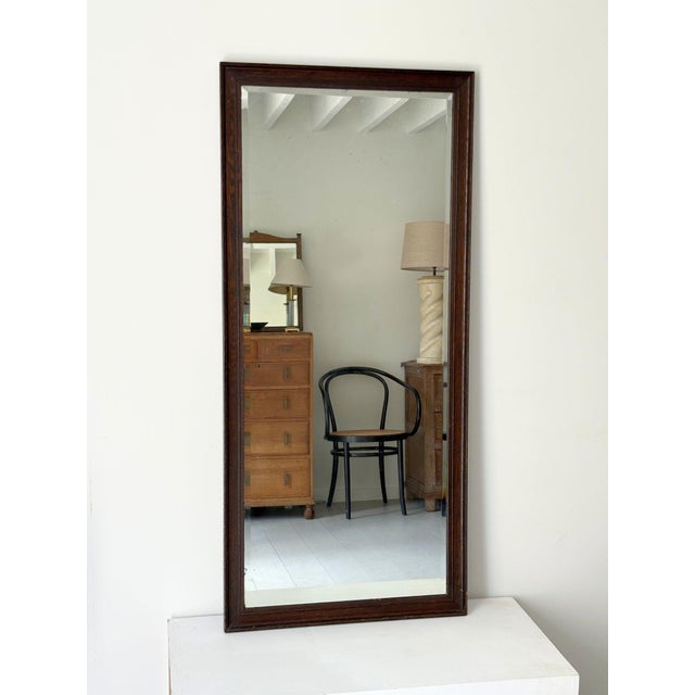 Antique Oak Mirror with Lightly Foxed Plate For Sale - Image 3 of 10