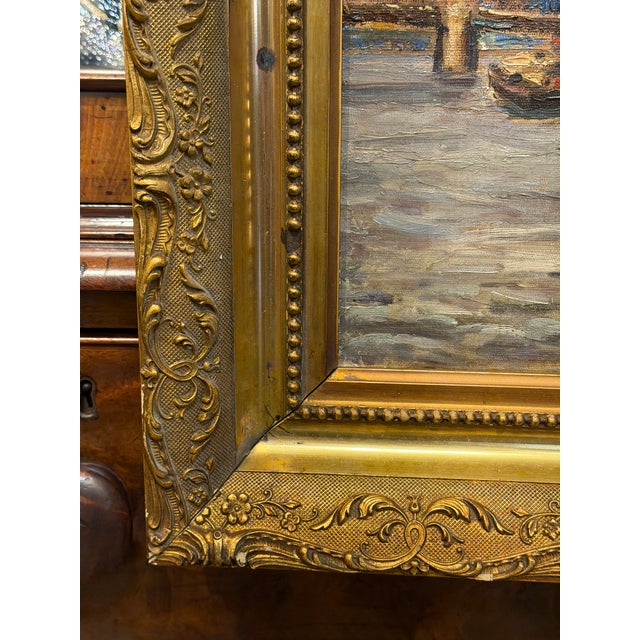 19th Century Cityscape Oil Painting 'Church Tower' For Sale - Image 4 of 9