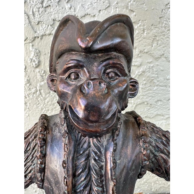 Vintage 1900s Dual Arm Bronze Look Monkey Table Lamp For Sale - Image 10 of 12