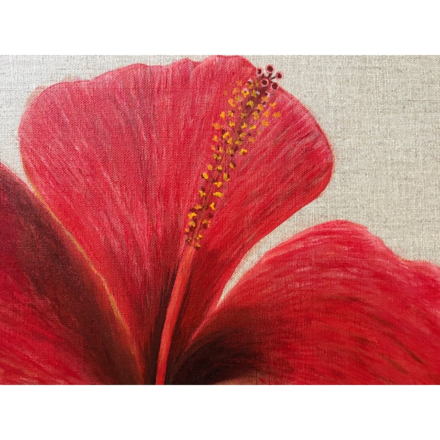 Red Modern Oil Painting - Fleur Rouge For Sale - Image 8 of 8