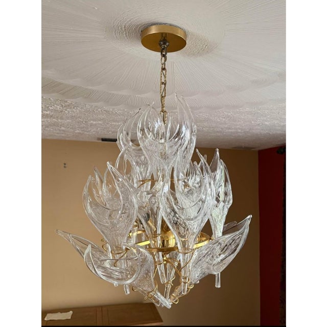 Mid-Century Modern 1970s Mazzega Murano Flame Chandelier For Sale - Image 3 of 7
