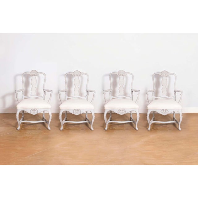 Pair of Scandinavian Rococo Style Painted Armchairs For Sale - Image 10 of 10