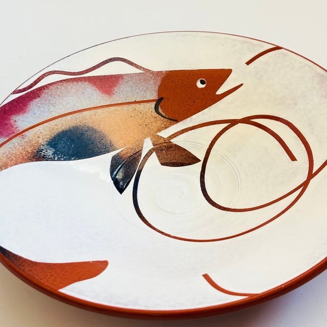Vintage Hand Painted Studio Pottery Fish Plate / Wall Hanging For Sale - Image 4 of 10