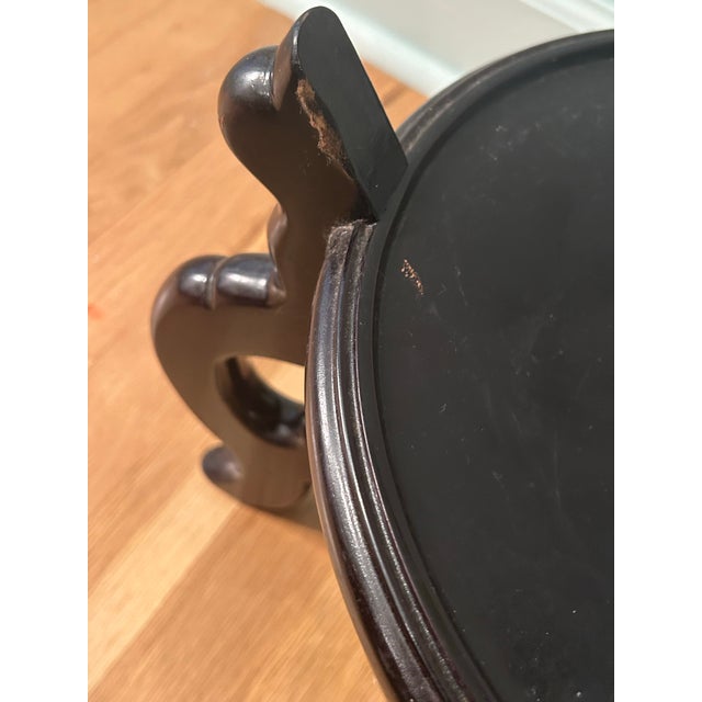 Vintage Chinoiserie Oxblood Fishbowl Planter or Side Table on Stand With Glass Top For Sale - Image 12 of 12