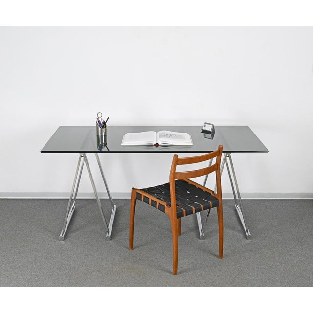 Mid-Century Modern Mid-Century Modern Italian Chromed Steel Trestles by Milo Baughman, 1970s, Set of 2 For Sale - Image 3 of 13