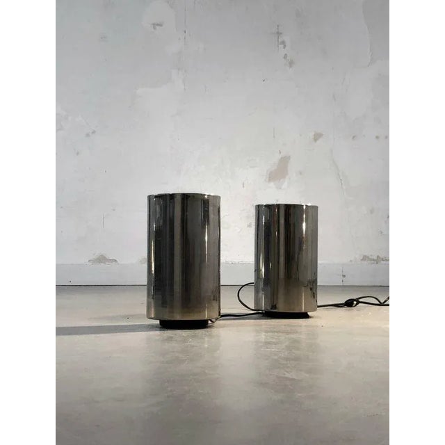 Postmodern Cylindrical Corfou Table Lamps Saint-Germain Lumière Edition, France, 1980s, Set of 2 For Sale - Image 3 of 10