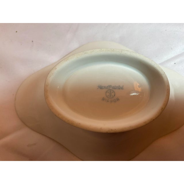 Traditional Vintage Hand Painted Nippon Moriage 3-Piece Gravy Boat Set For Sale - Image 3 of 6