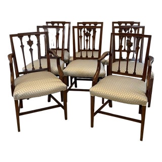 Antique Victorian English Mahogany Dining Chairs, 1880, Set of 8 For Sale