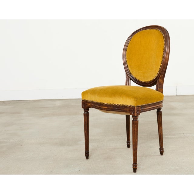 Set of Eight French Louis XVI Style Walnut Dining Chairs For Sale - Image 10 of 18