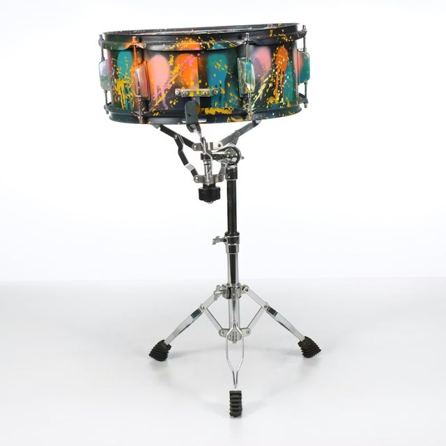 e.m. Zax Snare Drum Sculpture Drip Spray Paint, Collage & Glitter - Signed For Sale - Image 16 of 17