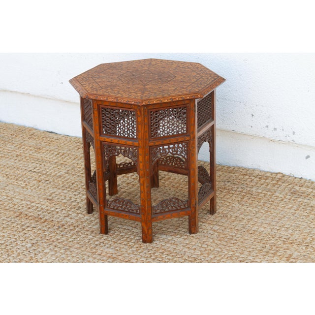 Brass & Copper Inlay Anglo Indian Folding Table For Sale - Image 4 of 11