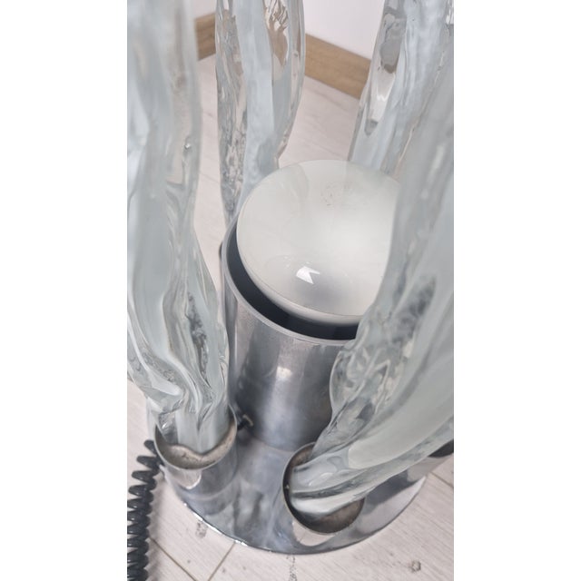Floor Lamp Model E7T Excalibur in Transparent Glass and Stalactite Bedside Lamp by Ettore Fantasia for Sothis Murano, 1970s For Sale - Image 6 of 17