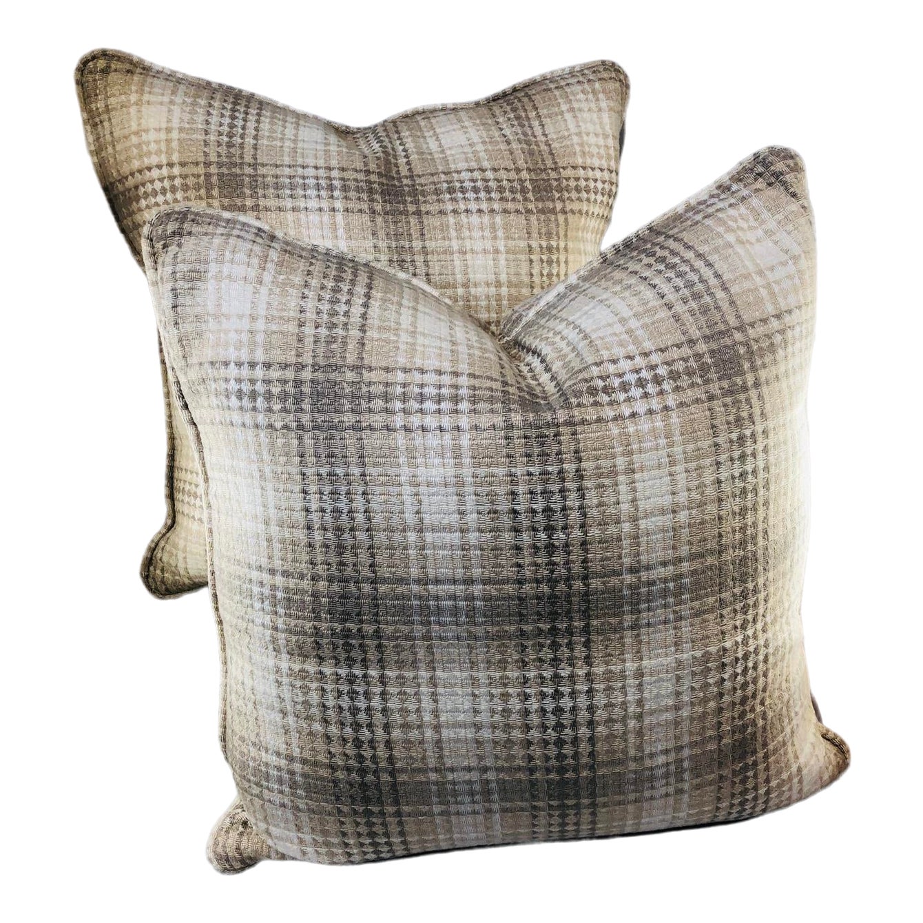 20 Square Plaid Robert Allen Pillows A Pair Chairish