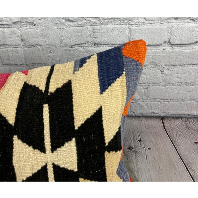 Turkish 16 x 24 Kilim Pillow Turkish Cushion Golden Gate Pillow Cushion Cover For Sale - Image 3 of 4