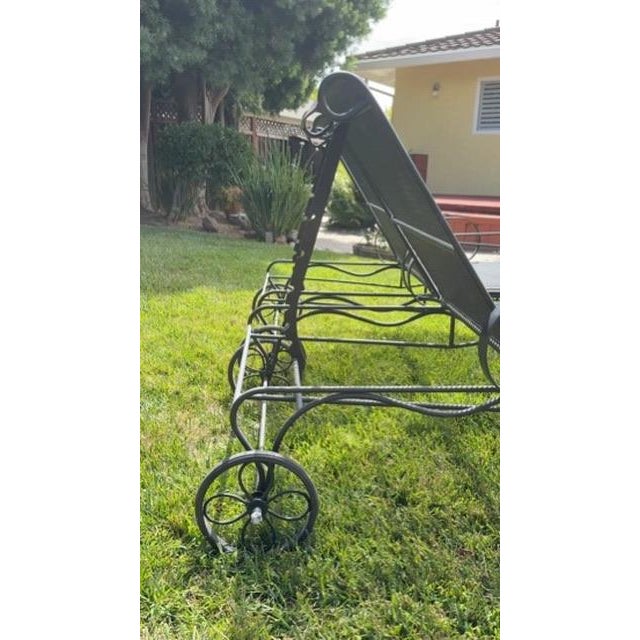 Vintage Russell Woodard–Attributed Wrought Iron Floral Chaise Lounges — Pair — C. 1960s For Sale - Image 12 of 12
