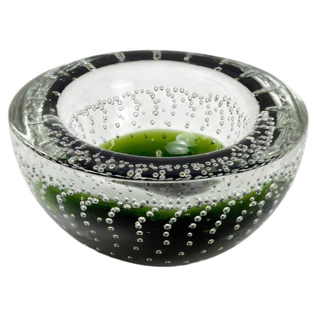 Small Green Sommerso Murano Glass Bullicante Bowl from Galliano Ferro, 1960s For Sale - Image 10 of 10