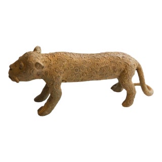 Vintage African Cheetah Sculpture For Sale