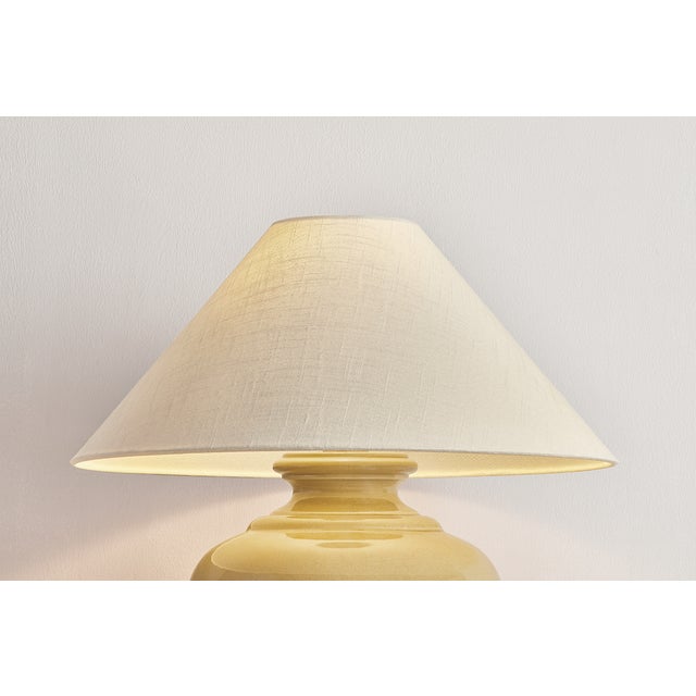 Contemporary Hudson Valley Lighting French Ridge 23 in. 1 Light Table Lamp in Aged Brass and Ceramic Dijon Wash Finish For Sale - Image 3 of 6