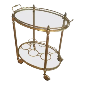 Oval Brass Drinks Trolley in The Style of Maison Jansen. Circa 1940