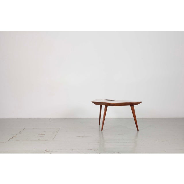 Coffee Table with Inlaid Glass Top and Copper Bowl, 1950s For Sale - Image 11 of 18