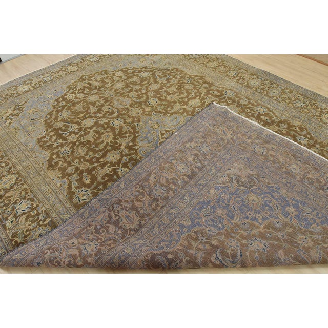Kashan Rug 10′ X 13’5” Brown Wool Vintage Distressed Hand-Knotted Carpet For Sale - Image 13 of 15